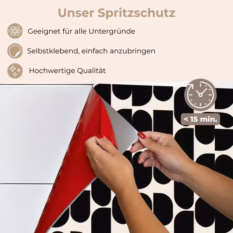 Modern - Patroon - Zwart keuken achterwand spatscherm klein 900 -spatscherm_DE