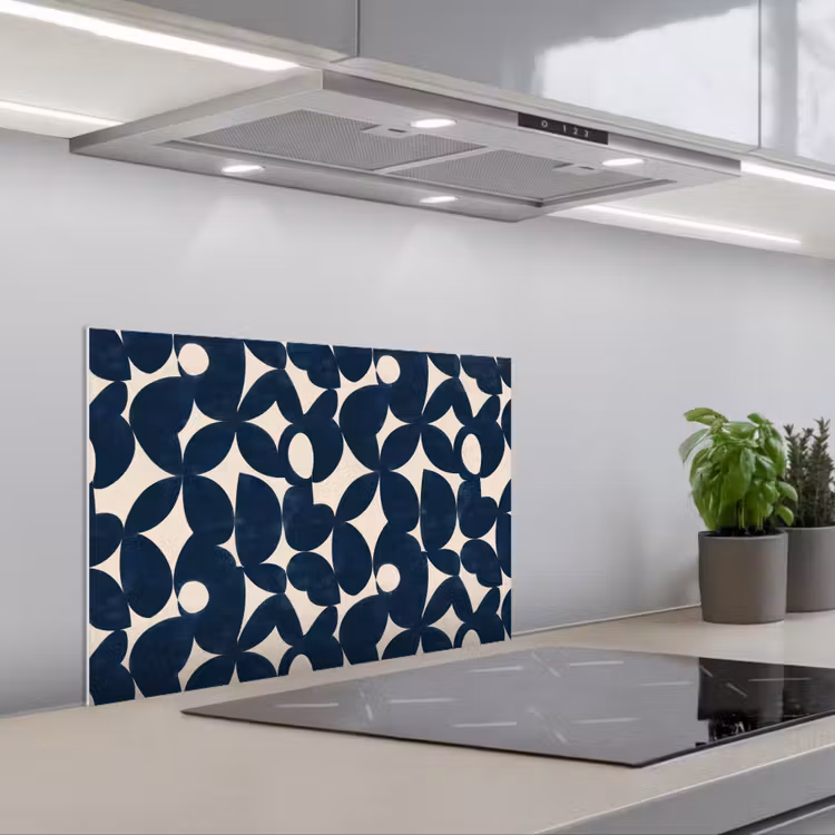 Modern - Geometrisch - Blauw keuken achterwand spatscherm klein 900 -3d_schuin
