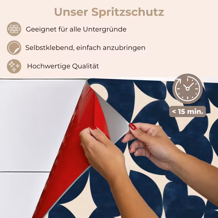 Modern - Geometrisch - Blauw keuken achterwand spatscherm klein 900 -spatscherm_DE