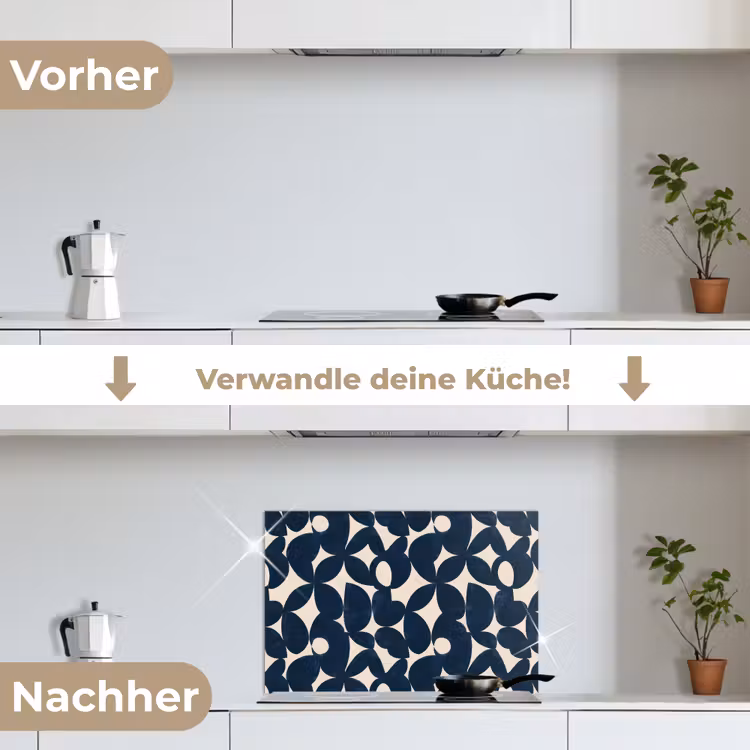 Modern - Geometrisch - Blauw keuken achterwand spatscherm klein 900 -voor_na_DE