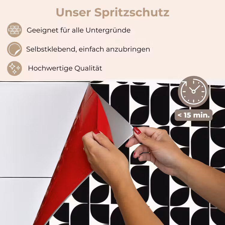 Modern - Geometrisch - Zwart keuken achterwand spatscherm klein 900 -spatscherm_DE