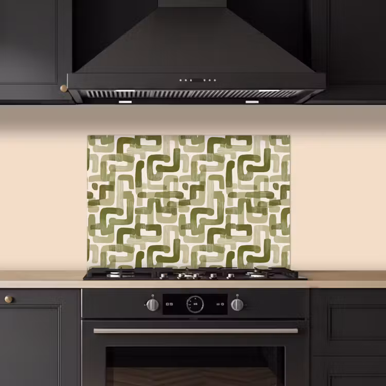 Modern - Grafisch - Groen keuken achterwand spatscherm klein 900 -sfeer1