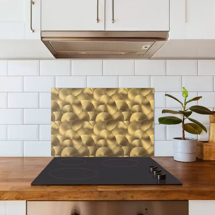 Modern - Cirkel - Goud keuken achterwand spatscherm klein 900 -sfeer2