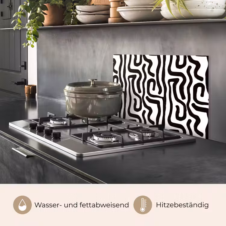 Modern - Lijnen - Zwart keuken achterwand spatscherm klein 900 -usp_DE