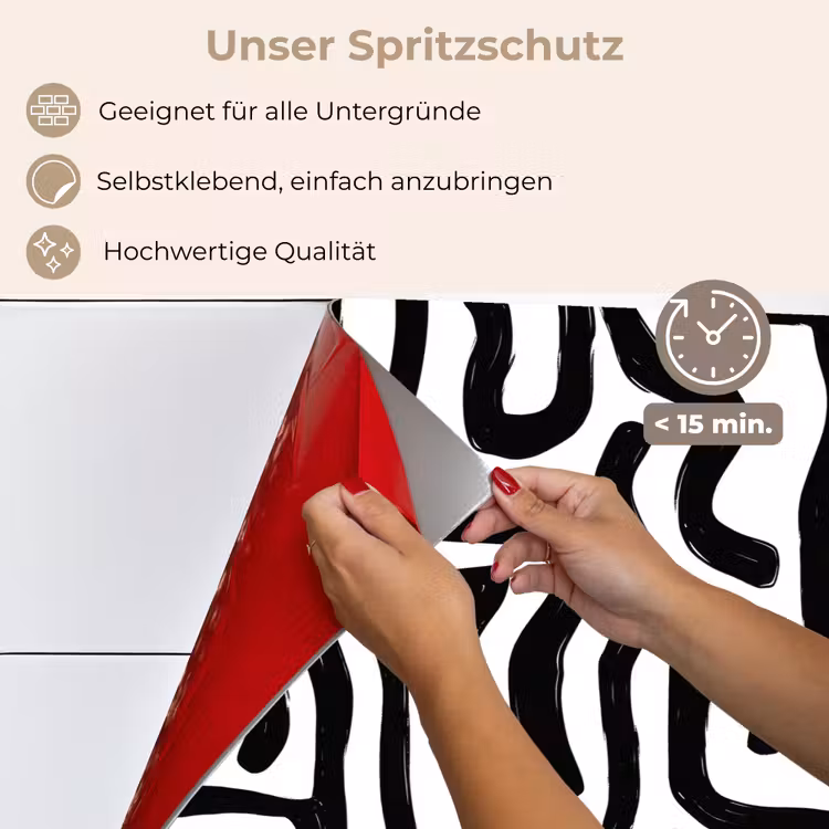 Modern - Lijnen - Zwart keuken achterwand spatscherm klein 900 -spatscherm_DE