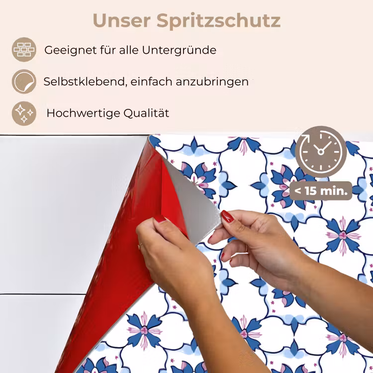 Modern - Patroon - Blauw - Roze keuken achterwand spatscherm klein 900 -spatscherm_DE