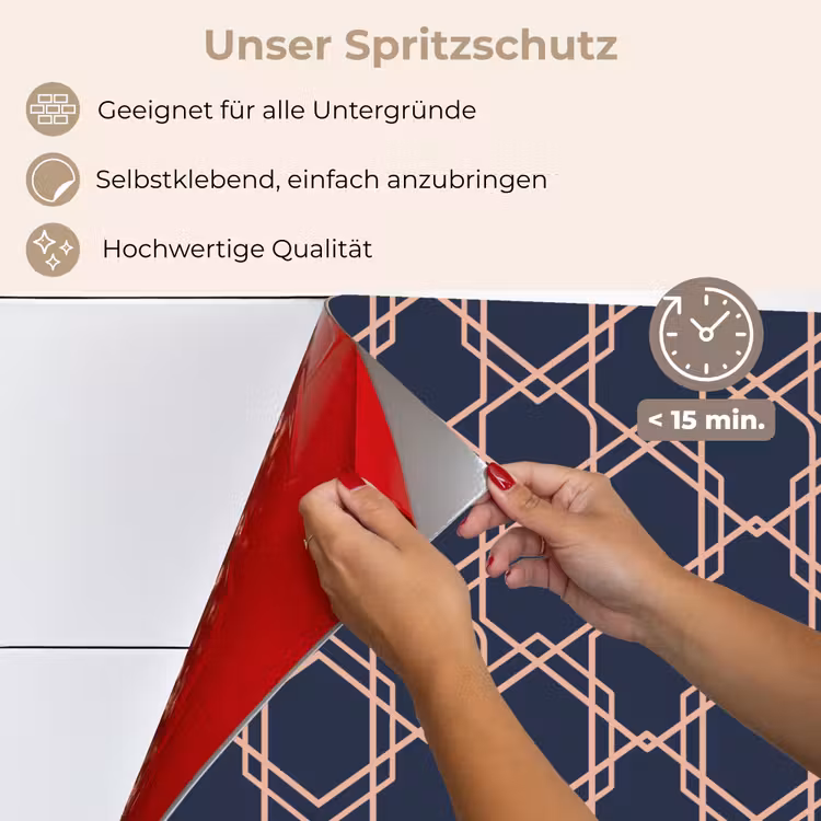 Modern - Patroon - Donkerblauw - Roze keuken achterwand spatscherm klein 900 -spatscherm_DE