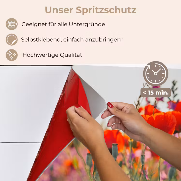 Klaproos - Bloemen - Rood - Paars - Weide keuken achterwand spatscherm klein -spatscherm_DE