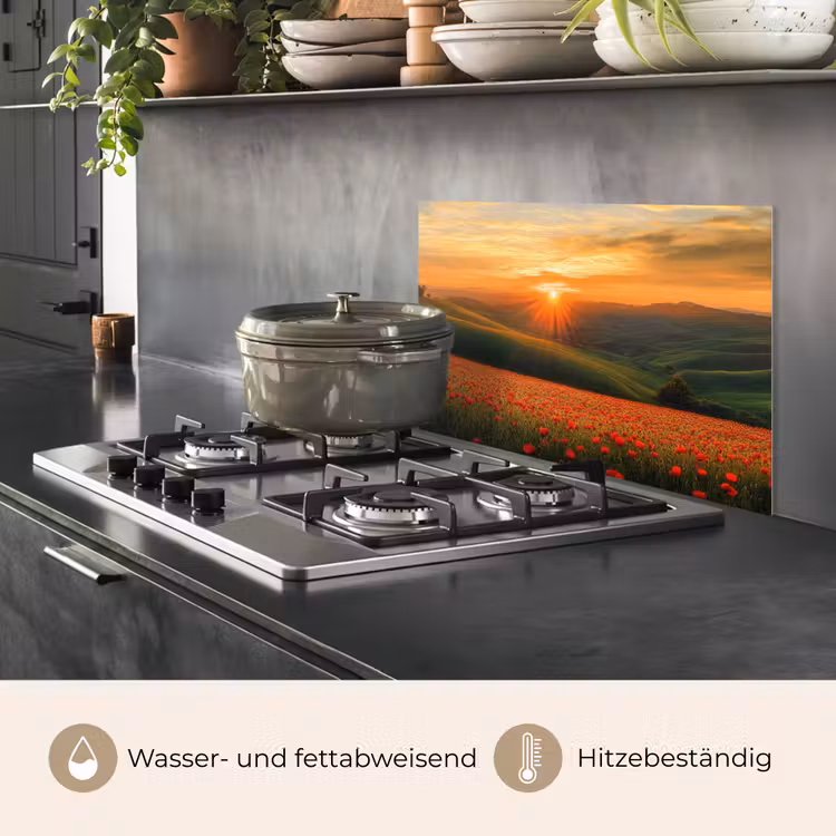 Klaprozen - Bloemen - Heuvels - Zonsondergang keuken achterwand spatscherm klein -usp_DE