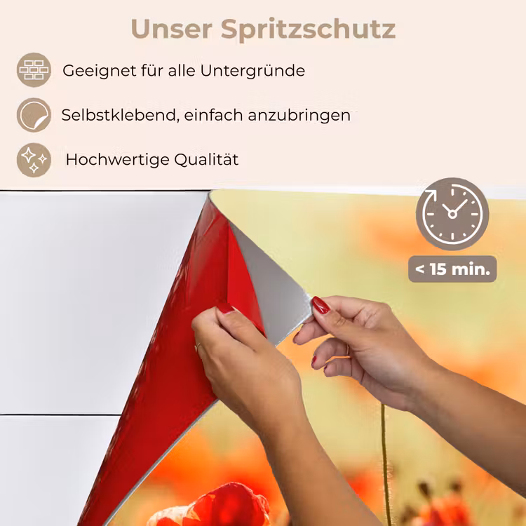 Klaprozen - Bloemen - Rood - Bloemenveld keuken achterwand spatscherm klein -spatscherm_DE