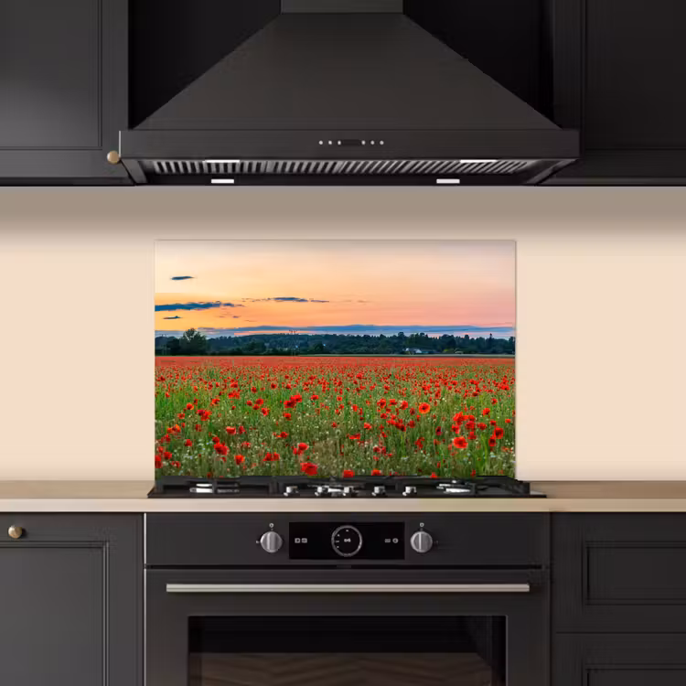 Klaprozen - Landschap - Rood - Bloemen keuken achterwand spatscherm klein -sfeer1