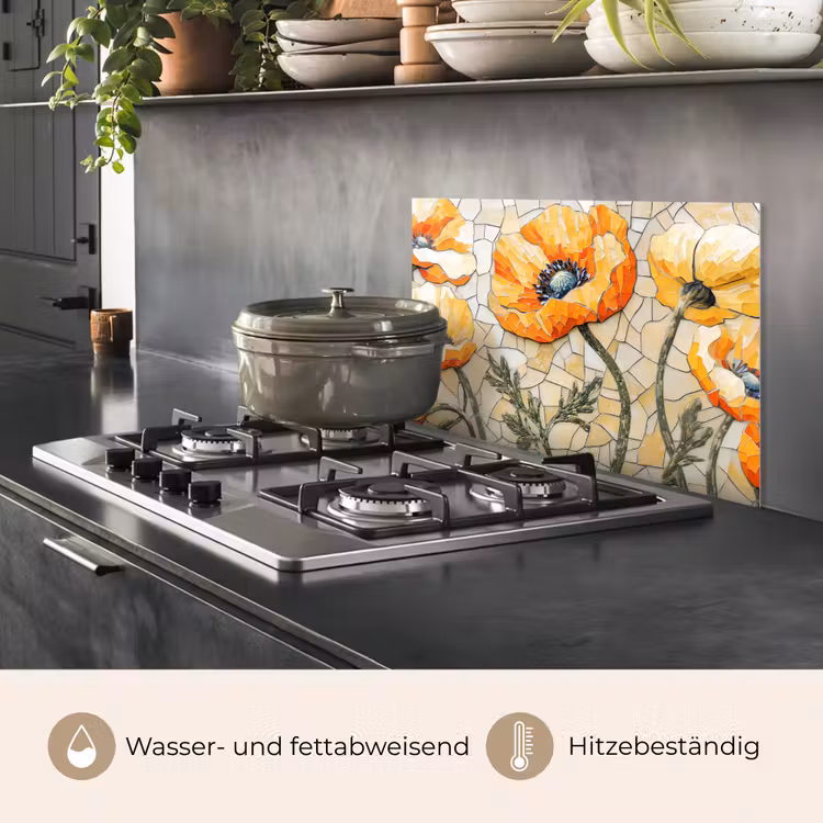Klaprozen - Oranje - Mozaïek - Bladeren keuken achterwand spatscherm klein -usp_DE