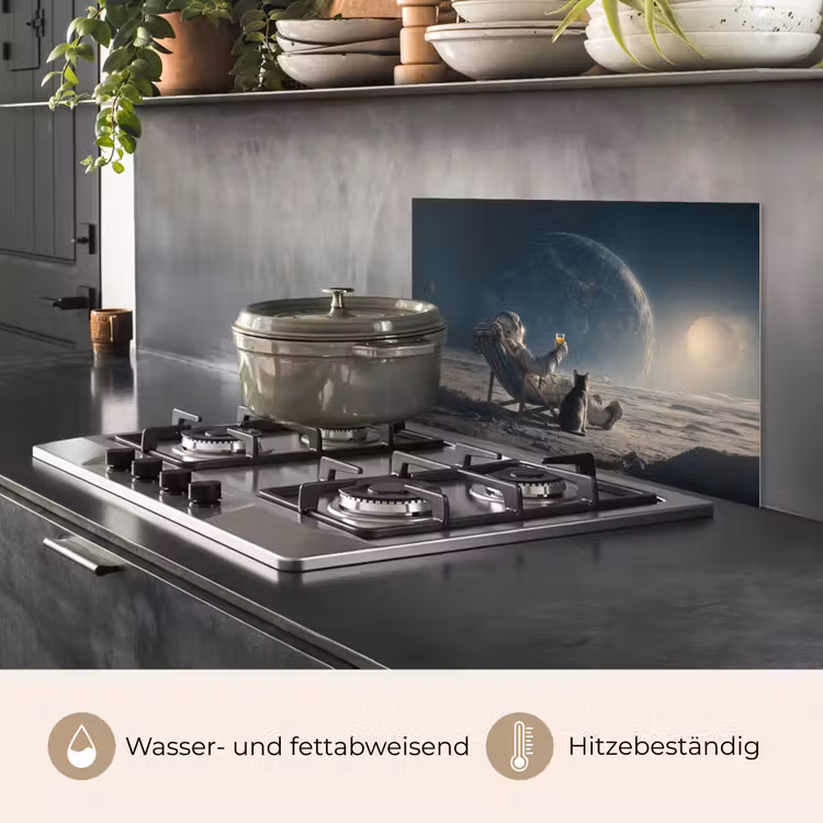 Maan - Kat - Astronaut - Ruimte keuken achterwand spatscherm klein -usp_DE