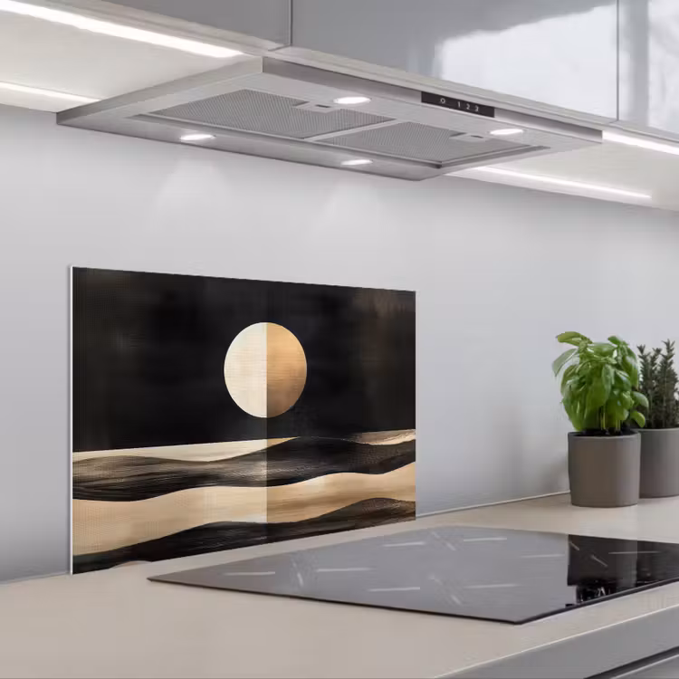 Maan - Cirkel - Goud keuken achterwand spatscherm klein -3d_schuin