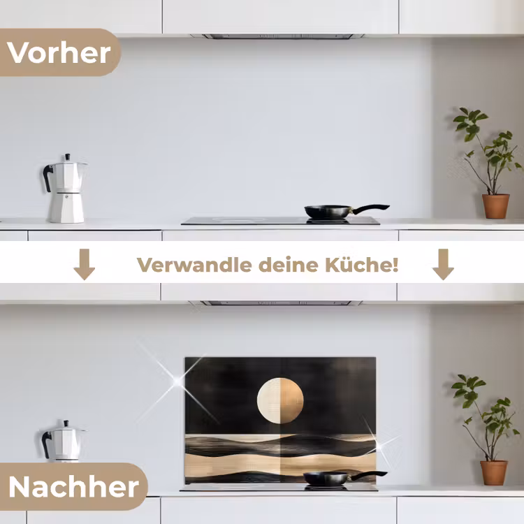 Maan - Cirkel - Goud keuken achterwand spatscherm klein -voor_na_DE