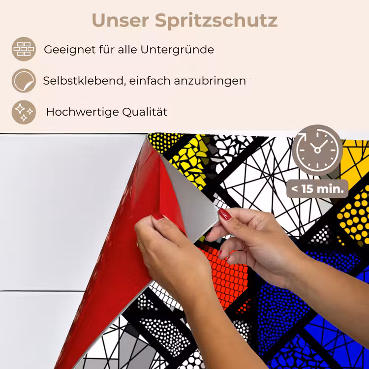 Mondriaan - Glas in lood - Oude Meesters - Kunstwerk - Abstract - Schilderij keuken achterwand spatscherm klein -spatscherm_DE