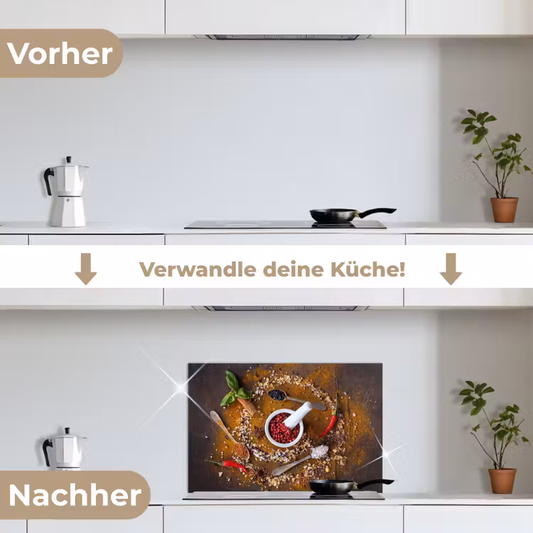 Vijzel - Kruiden - Lepels - Specerijen - Bruin - Peper keuken achterwand spatscherm klein -voor_na_DE
