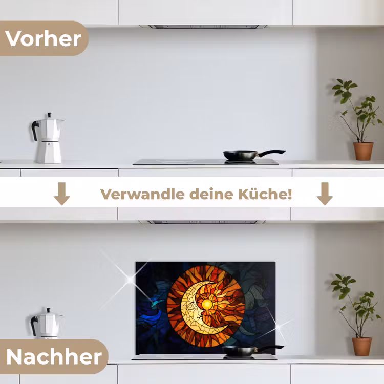 Mozaïek - Glas - Maan - Donkerblauw keuken achterwand spatscherm klein -voor_na_DE