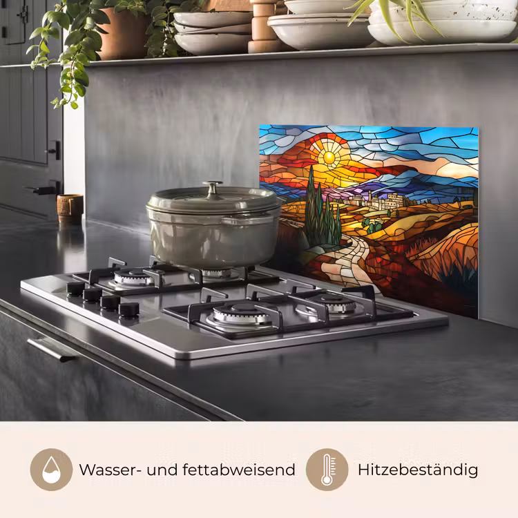 Mozaïek - Zon - Landschap - Dorp keuken achterwand spatscherm klein -usp_DE