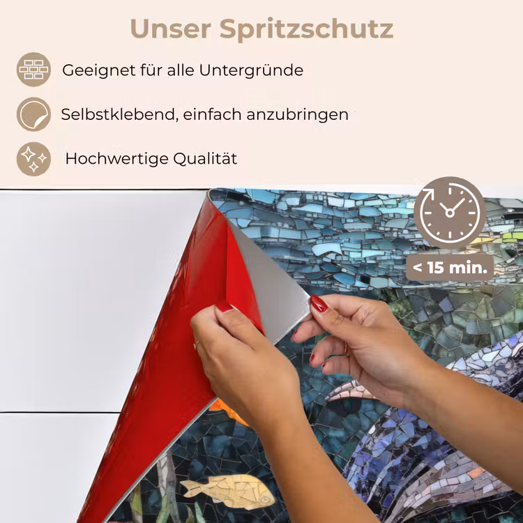 Mozaïek - Walvis - Koraal - Water keuken achterwand spatscherm klein -spatscherm_DE