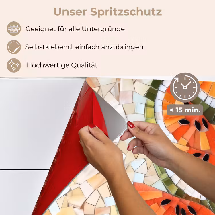 Mozaïek - Watermeloen - Rood - Pitten keuken achterwand spatscherm klein -spatscherm_DE