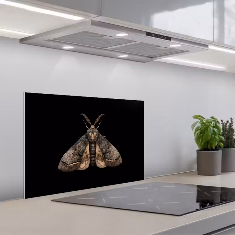 Mot - Bladachtig - Grijs keuken achterwand spatscherm klein -3d_schuin
