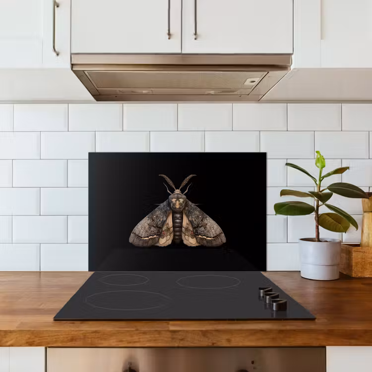 Mot - Bladachtig - Grijs keuken achterwand spatscherm klein -sfeer2