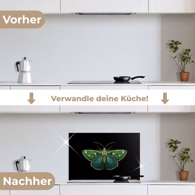 Mot - Levendig - Groen keuken achterwand spatscherm klein -voor_na_DE