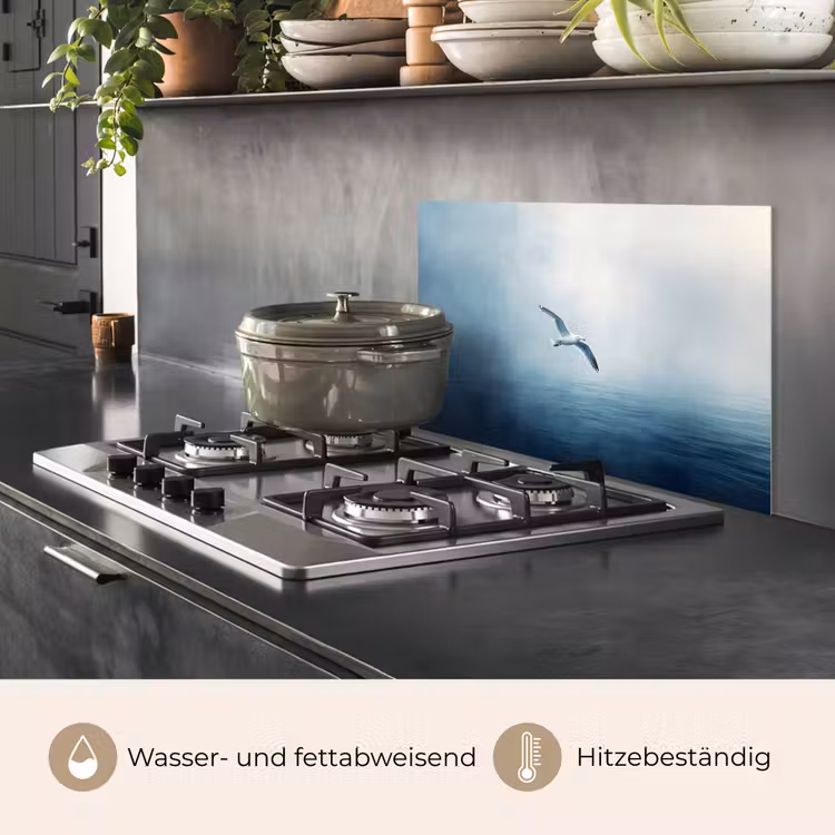 Meeuw - Wit - Zee - Mistig keuken achterwand spatscherm klein -usp_DE