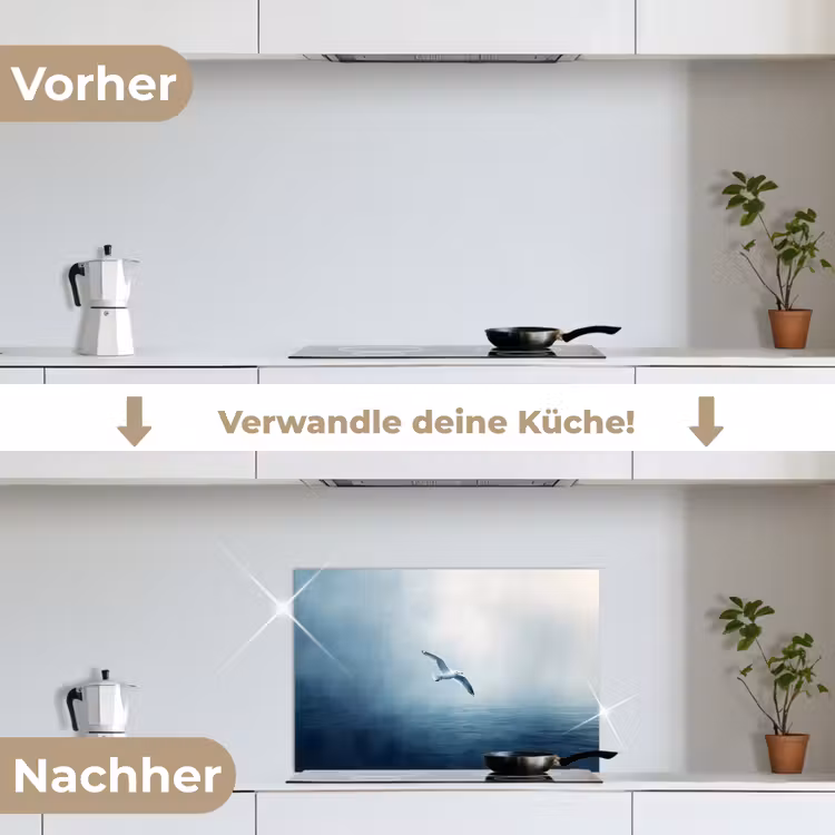 Meeuw - Wit - Zee - Mistig keuken achterwand spatscherm klein -voor_na_DE