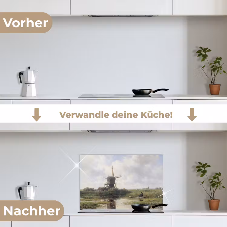Molen - Willem Roelofs - Oude meesters - Kunst keuken achterwand spatscherm klein -voor_na_DE