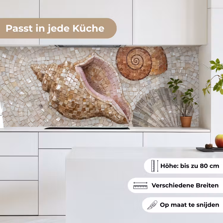 Schelp - Mozaïek - Zee - Beige - Modern keuken achterwand 2 middel -sfeer4_DE