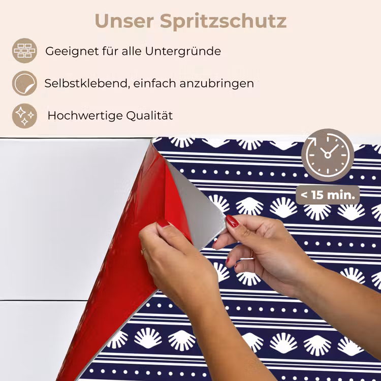 Schelp - Nautisch - Blauw - Wit keuken achterwand spatscherm klein 900 -spatscherm_DE