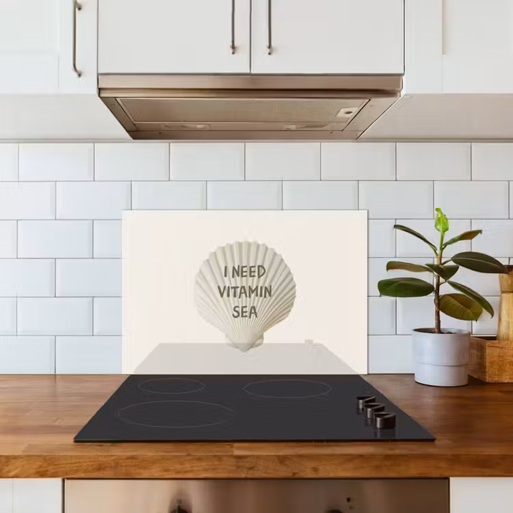 Schelp - Quote - Groen keuken achterwand spatscherm klein -sfeer2