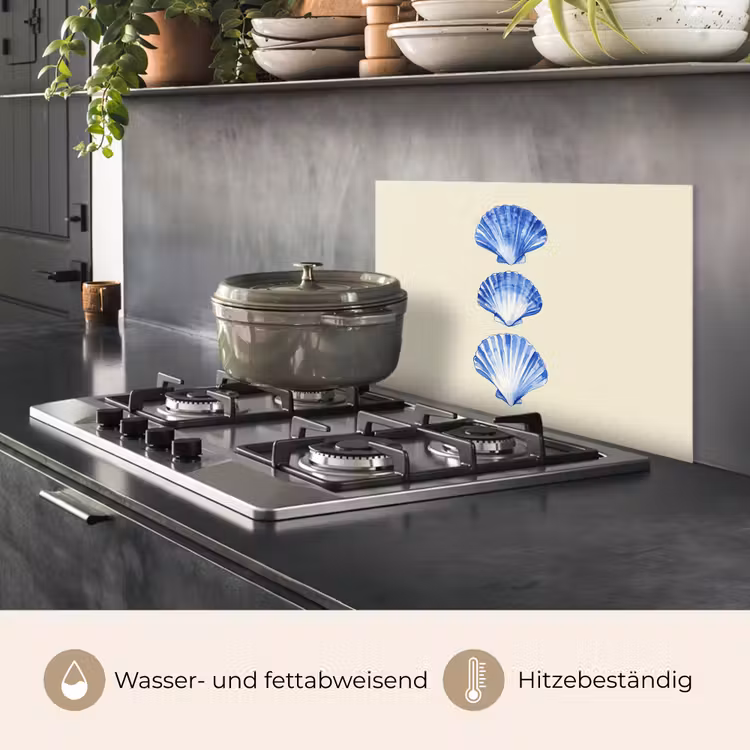 Schelpen - Blauw - Beige keuken achterwand spatscherm klein -usp_DE
