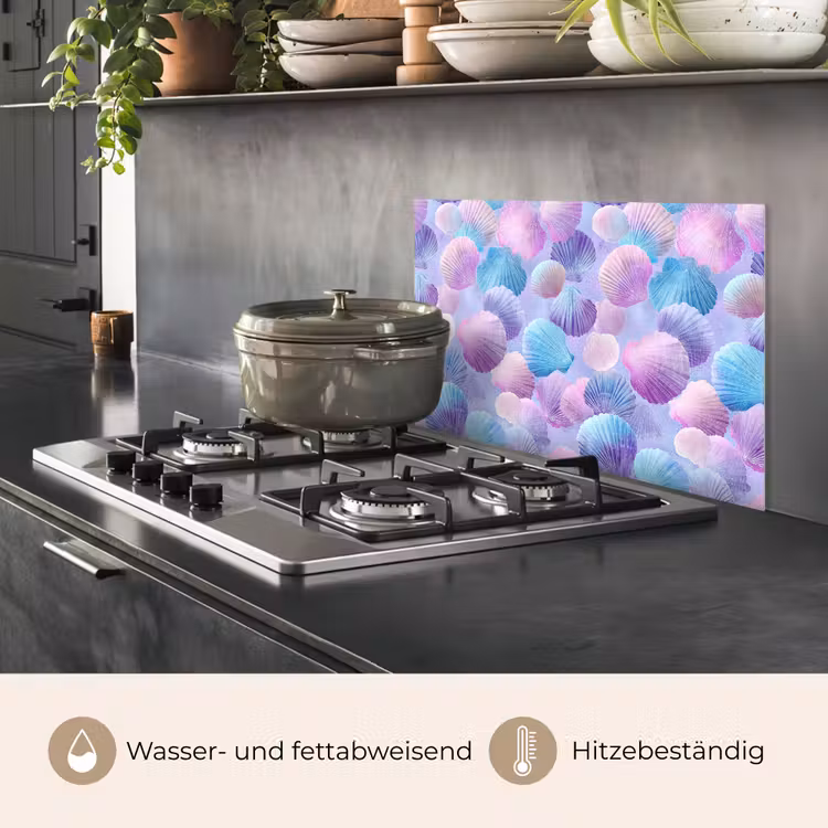 Schelpen - Paars - Blauw - Patroon keuken achterwand spatscherm klein -usp_DE