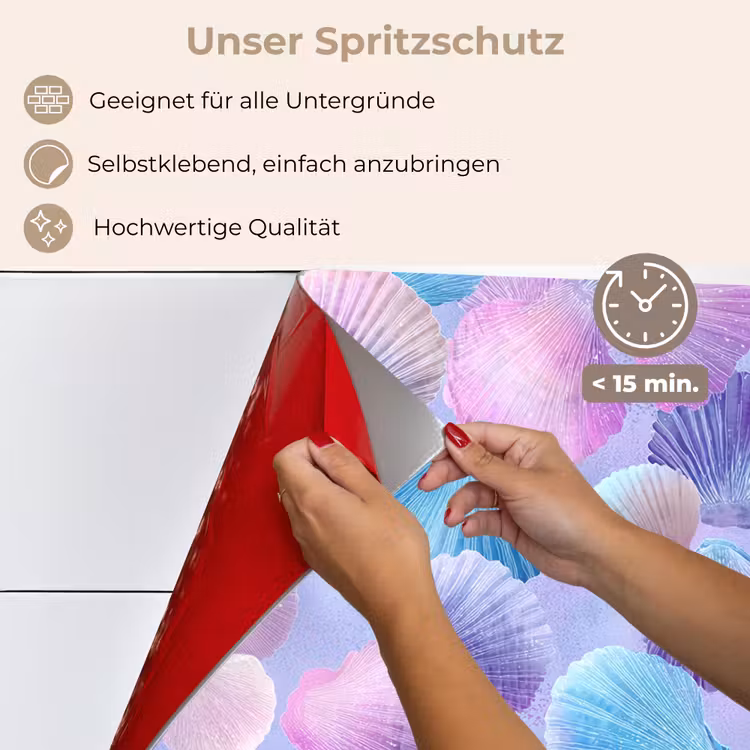 Schelpen - Paars - Blauw - Patroon keuken achterwand spatscherm klein -spatscherm_DE