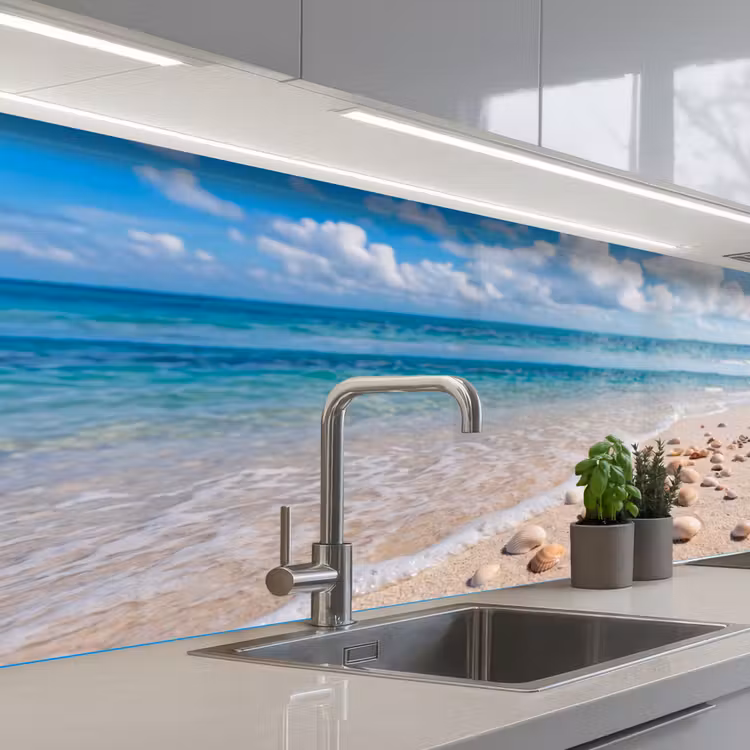 Schelpen - Strand - Natuur - Beige keuken achterwand 2 middel -3d_schuin