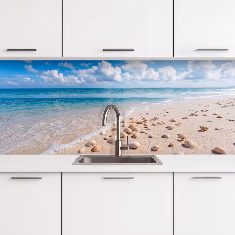 Schelpen - Strand - Natuur - Beige keuken achterwand 2 middel -3d