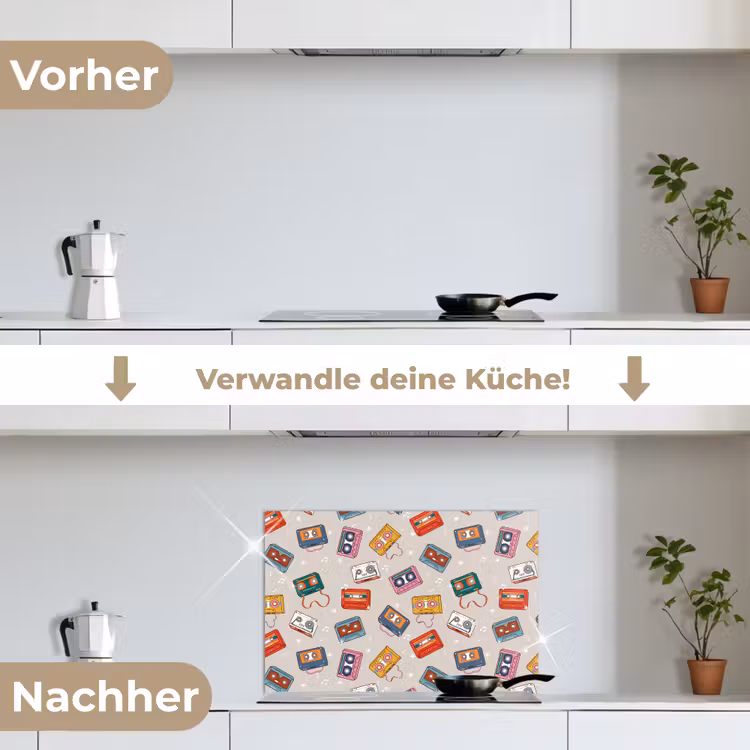 Muziek - Cassette - Patroon keuken achterwand spatscherm klein 900 -voor_na_DE