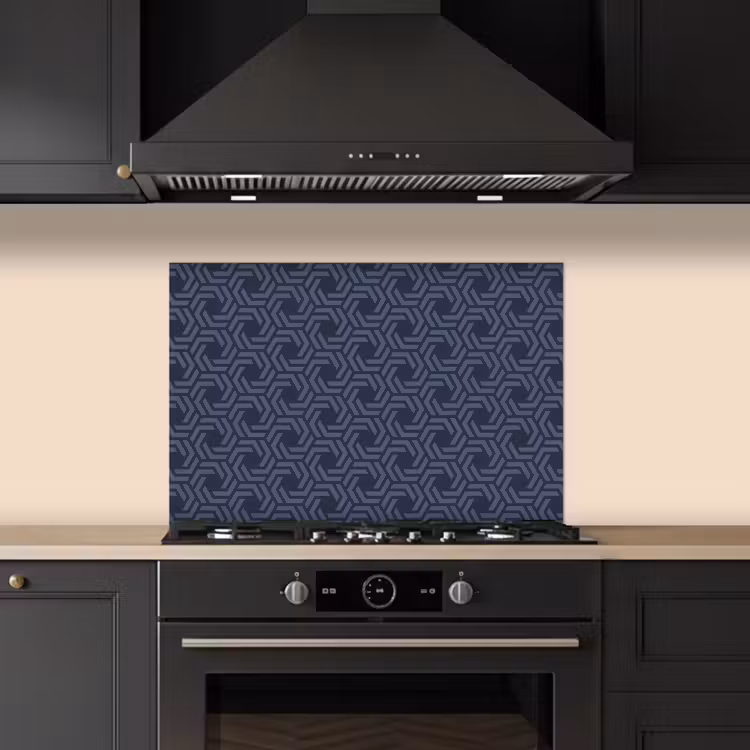 Patroon - Blauw - Geometrisch keuken achterwand spatscherm klein 900 -sfeer1