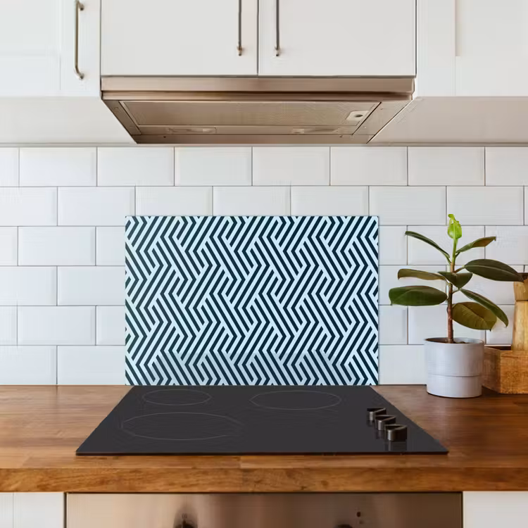 Patroon - Blauw - Lijnen - Zigzag keuken achterwand spatscherm klein 900 -sfeer2