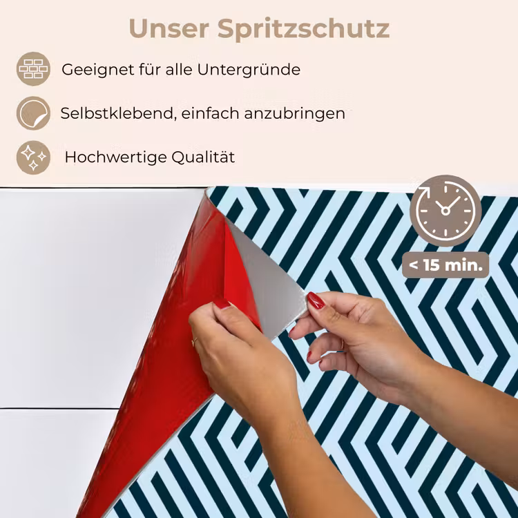 Patroon - Blauw - Lijnen - Zigzag keuken achterwand spatscherm klein 900 -spatscherm_DE