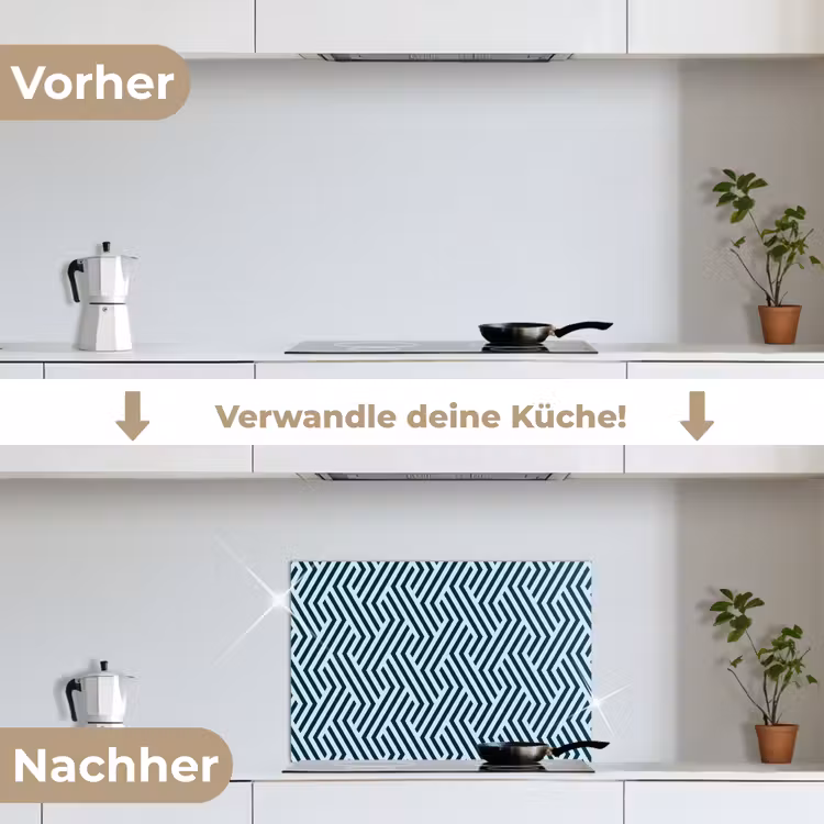 Patroon - Blauw - Lijnen - Zigzag keuken achterwand spatscherm klein 900 -voor_na_DE