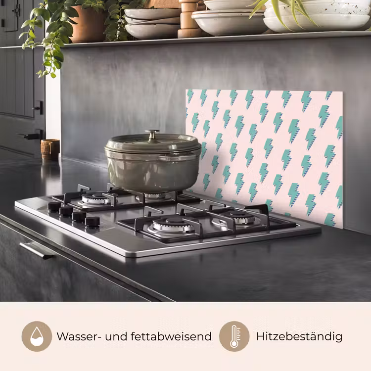 Patroon - Bliksem - Roze - Groen keuken achterwand spatscherm klein 900 -usp_DE