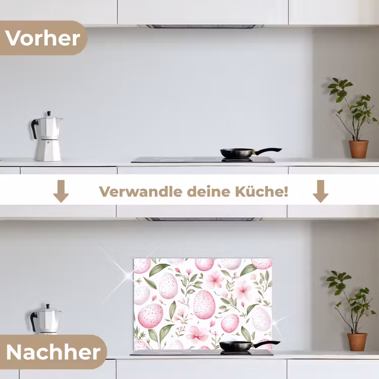 Patroon - Eieren - Roze - Pasen keuken achterwand spatscherm klein -voor_na_DE