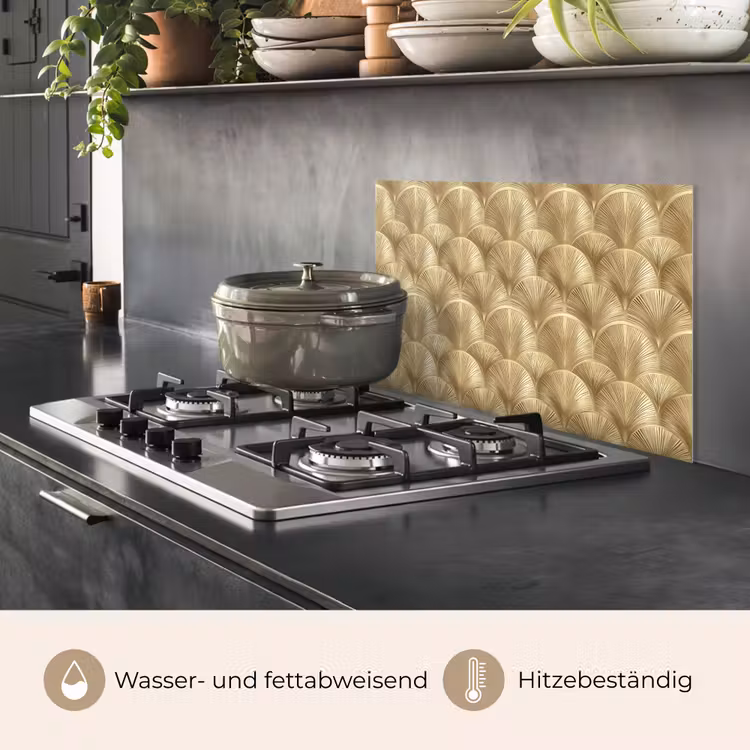 Patroon - Waaier - Goud keuken achterwand spatscherm klein 900 -usp_DE