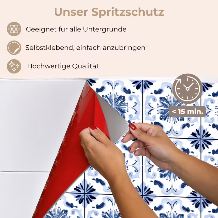 Patroon - Tegel - Blauw keuken achterwand spatscherm klein 900 -spatscherm_DE
