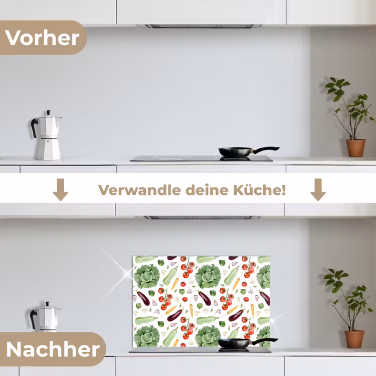 Patroon - Groente - Aquarel keuken achterwand spatscherm klein 900 -voor_na_DE