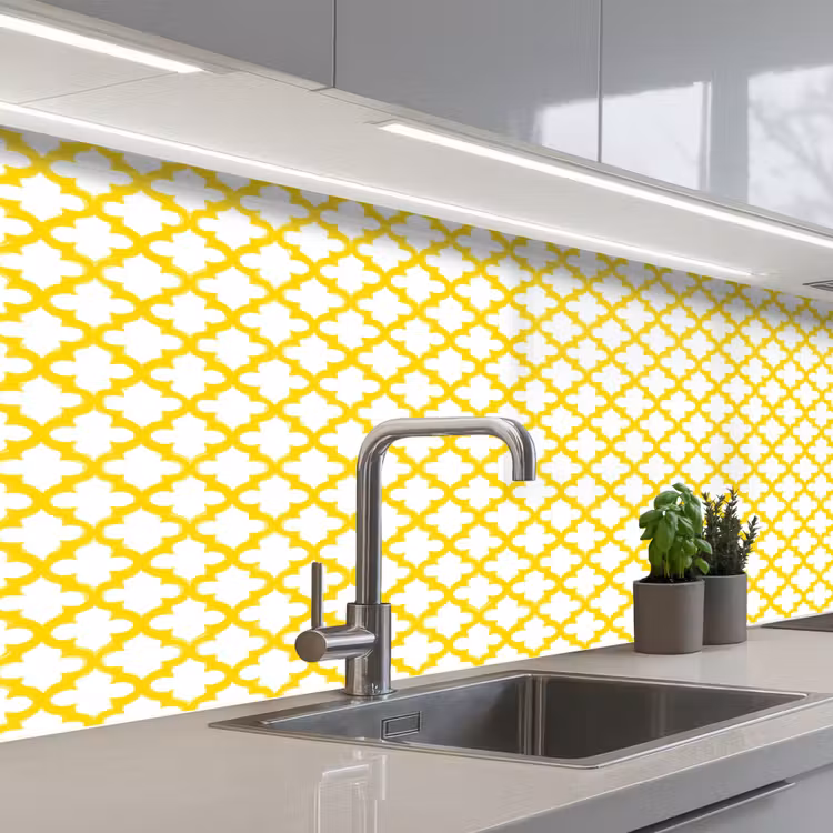 Patroon - Geometrisch - Klassiek - Geel keuken achterwand 2 middel 871 -3d_schuin